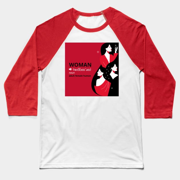 Woman Noun Adult Female Human Baseball T-Shirt by GeeHanz